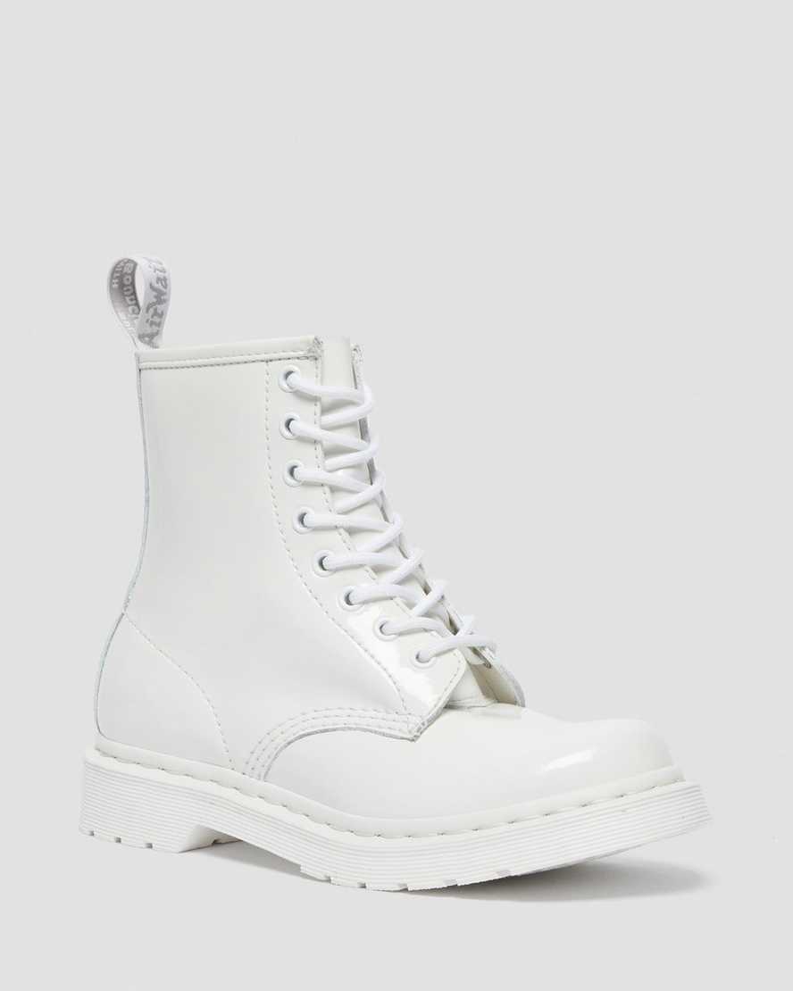 white dr martens 1460 mono patent womens lace up boots