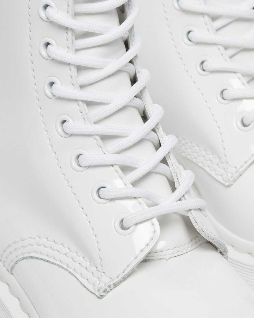 white dr martens 1460 mono patent womens lace up boots