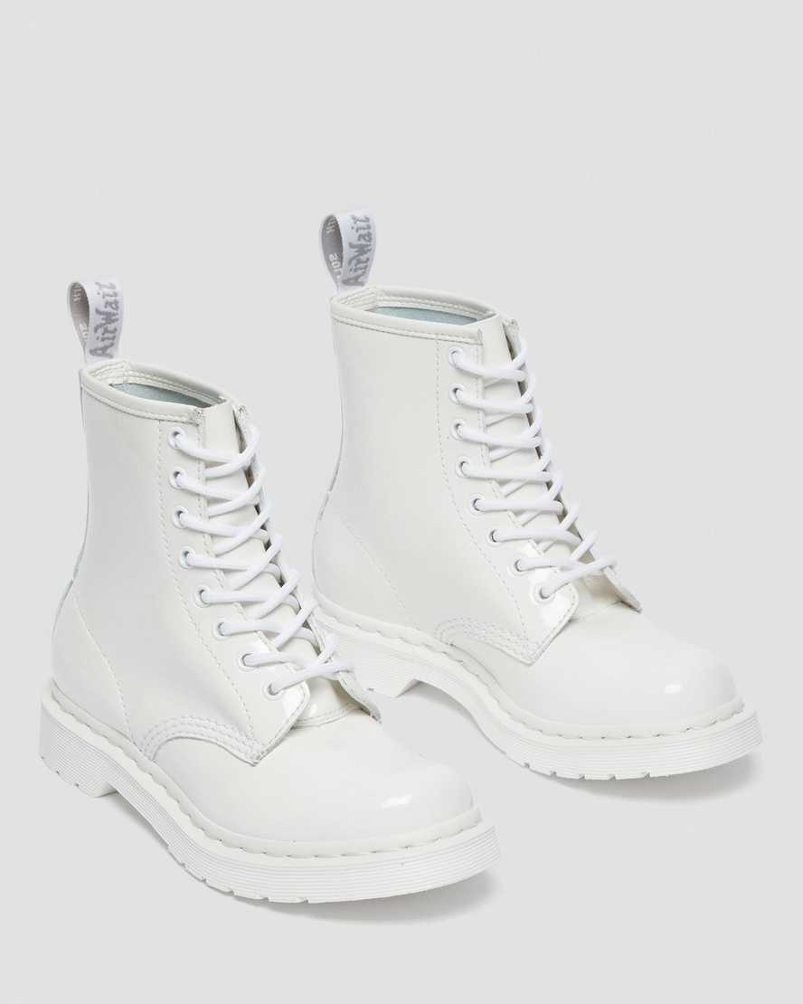 white dr martens 1460 mono patent womens lace up boots