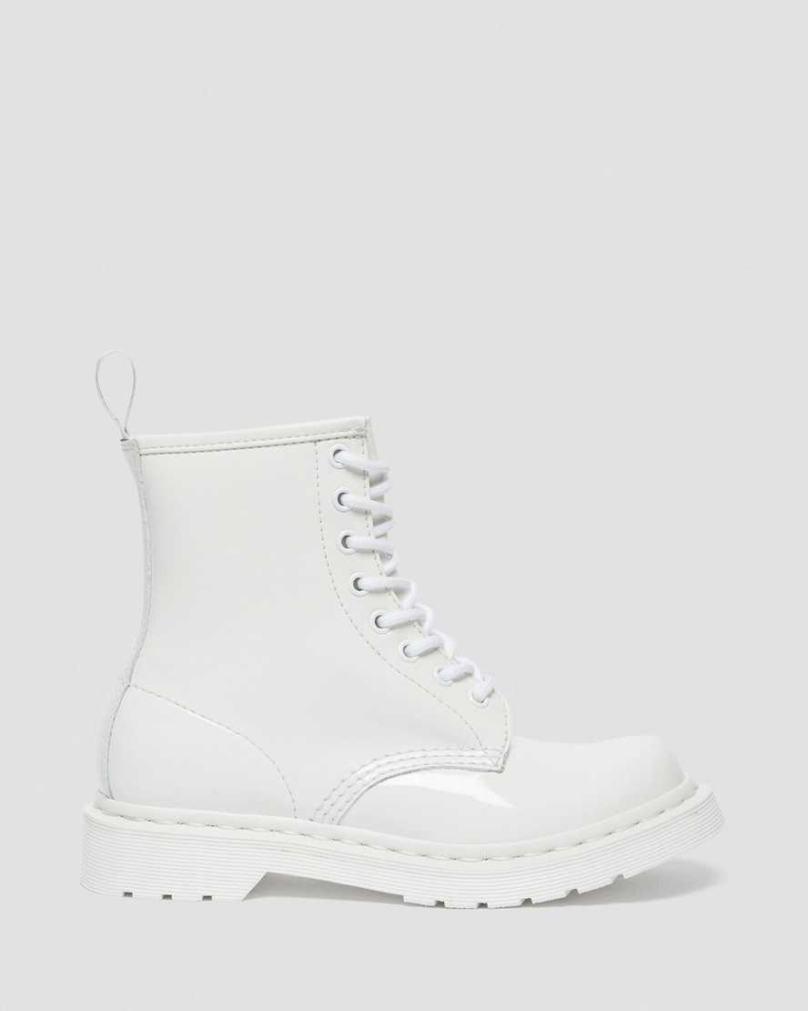 white dr martens 1460 mono patent womens lace up boots