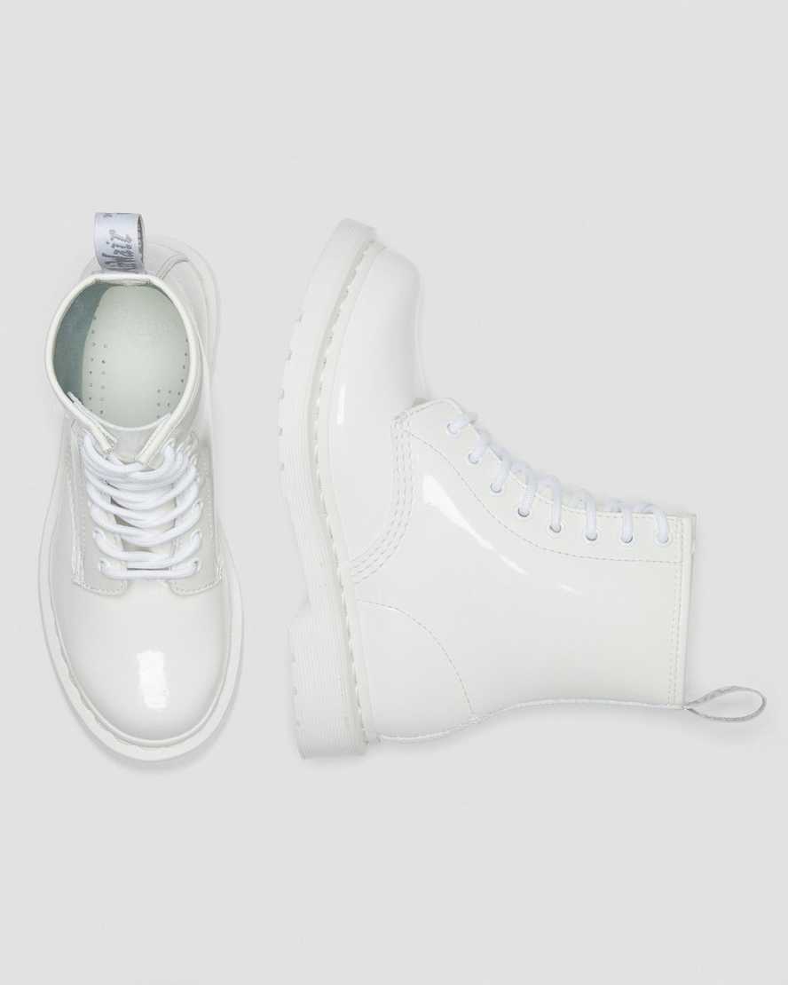 white dr martens 1460 mono patent womens lace up boots