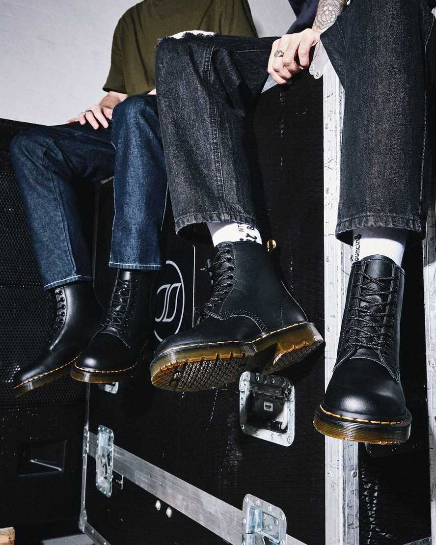 black dr martens 1460 slip resistant womens lace up boots