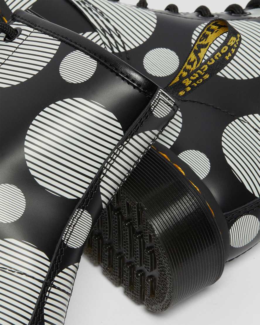 black dr martens 1460 polka dot smooth womens lace up boots