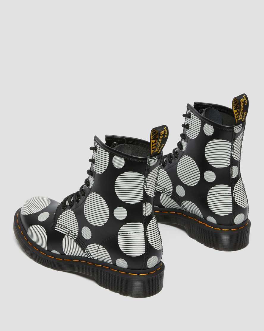 black dr martens 1460 polka dot smooth womens lace up boots