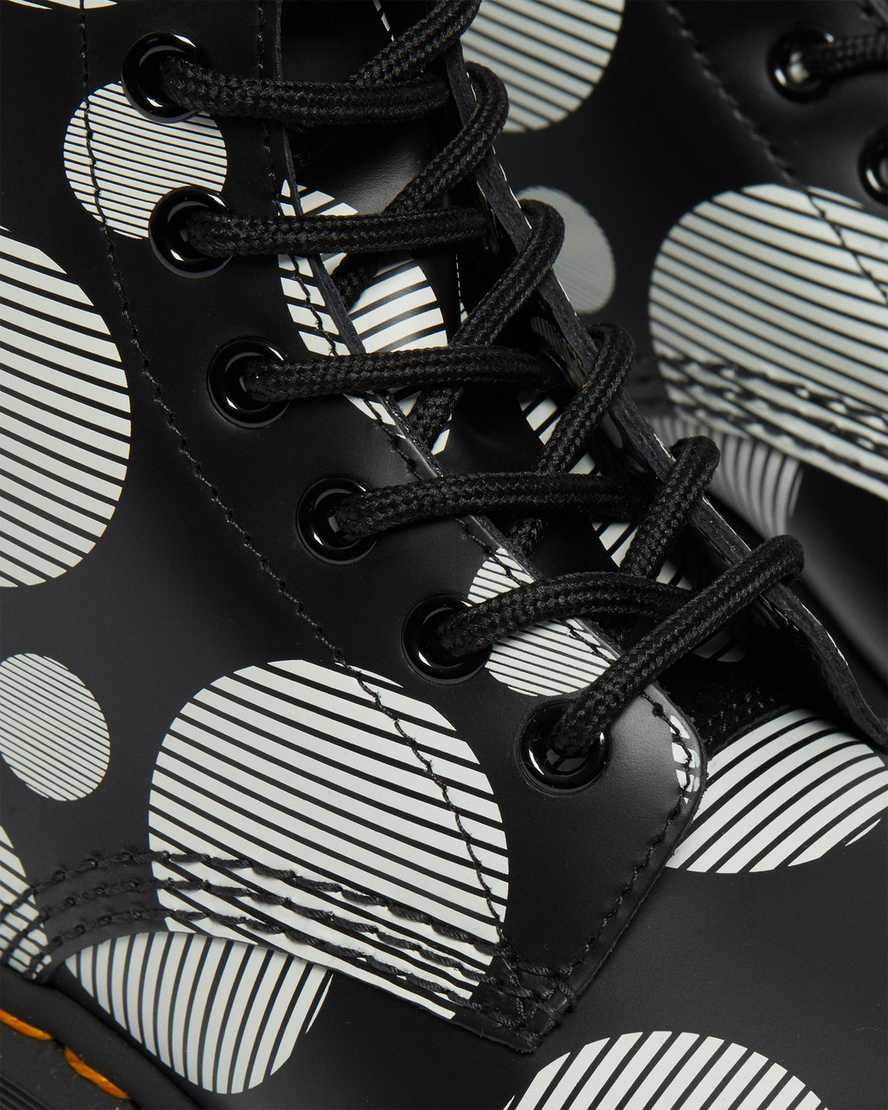 black dr martens 1460 polka dot smooth womens lace up boots