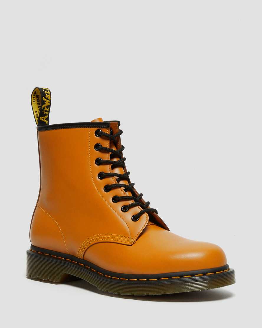 orange dr martens 1460 smooth womens lace up boots