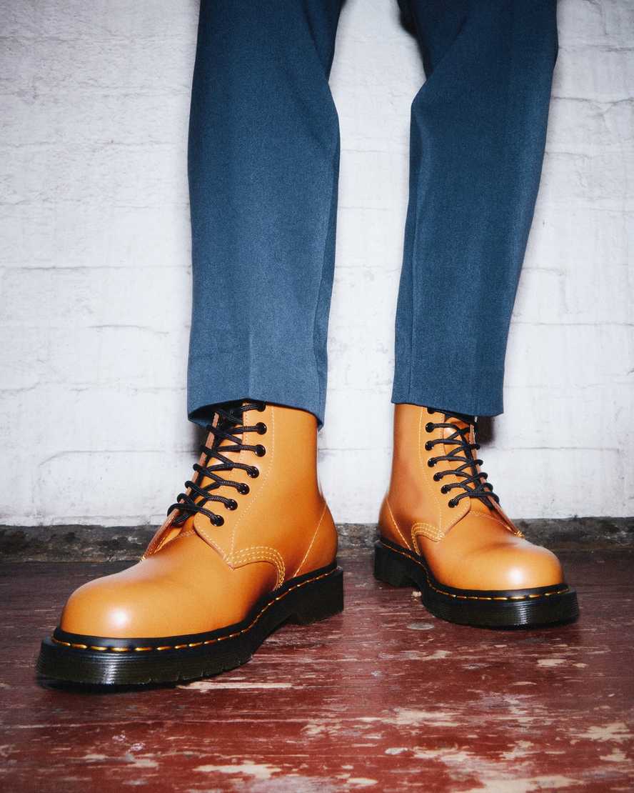 orange dr martens 1460 smooth womens lace up boots