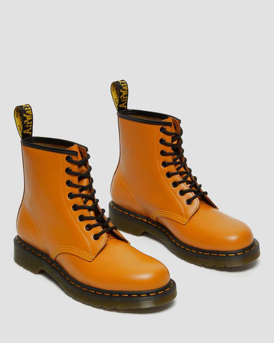 orange dr martens 1460 smooth womens lace up boots