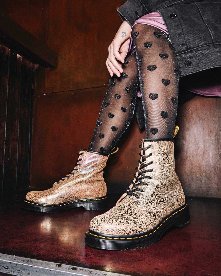 brown dr martens 1460 rainbow ray womens lace up boots