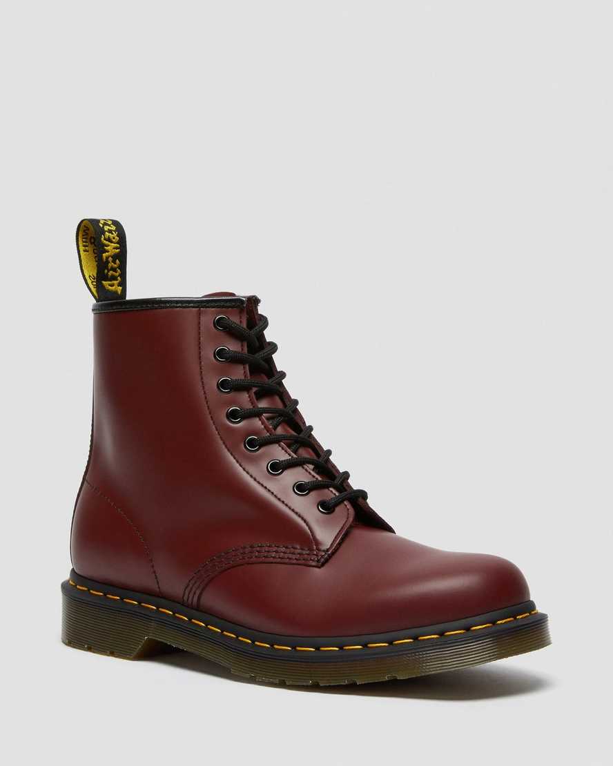 red dr martens 1460 smooth womens lace up boots