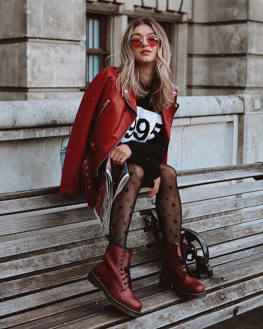 red dr martens 1460 smooth womens lace up boots