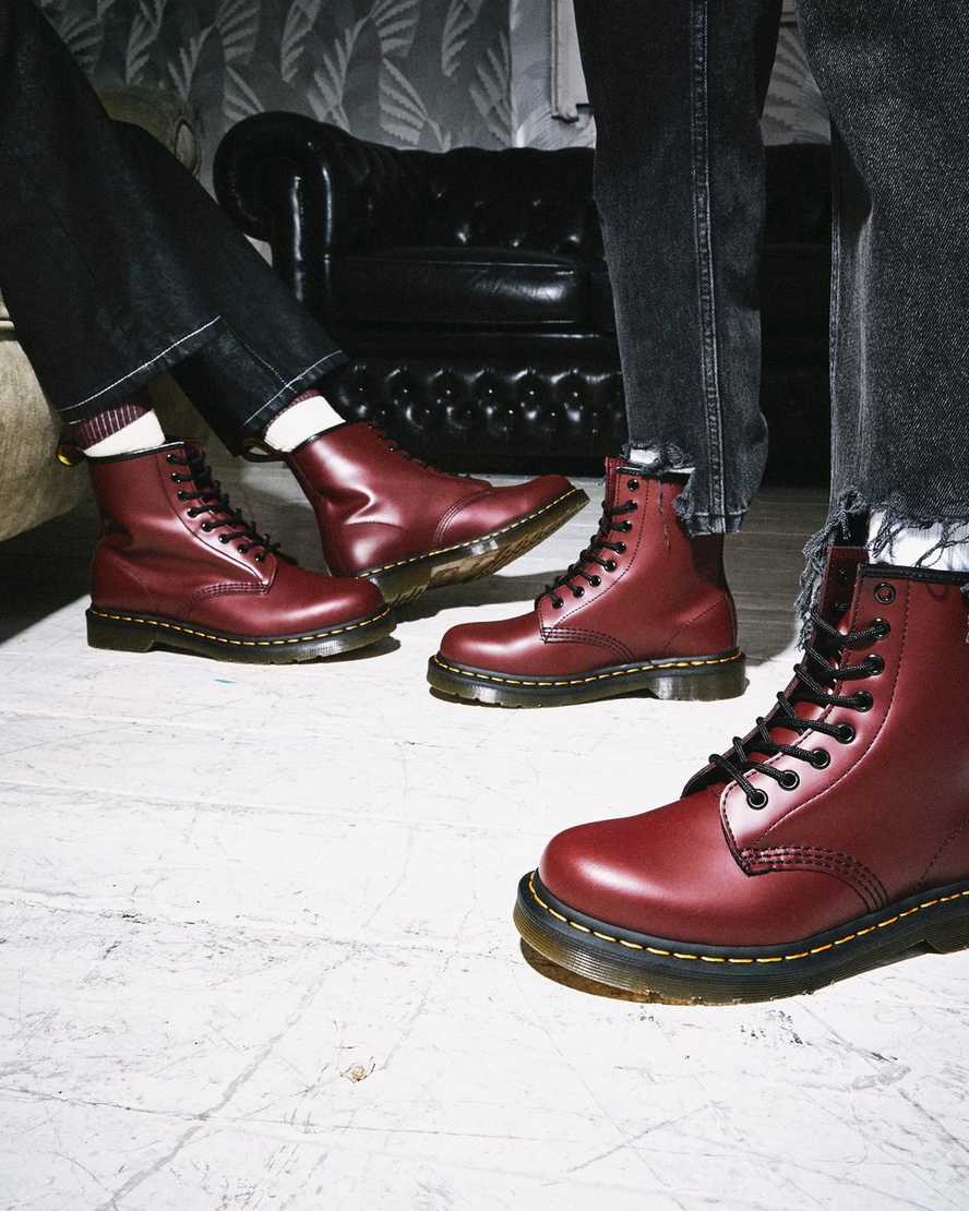 red dr martens 1460 smooth womens lace up boots