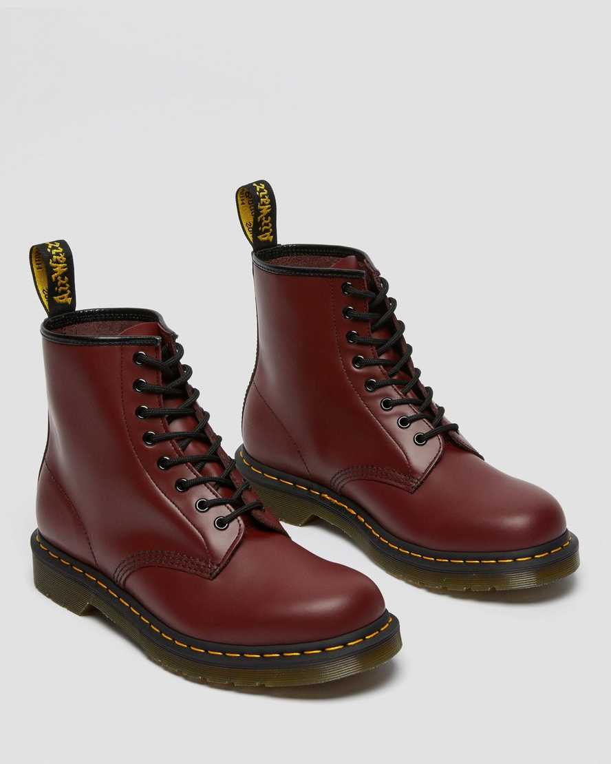 red dr martens 1460 smooth womens lace up boots