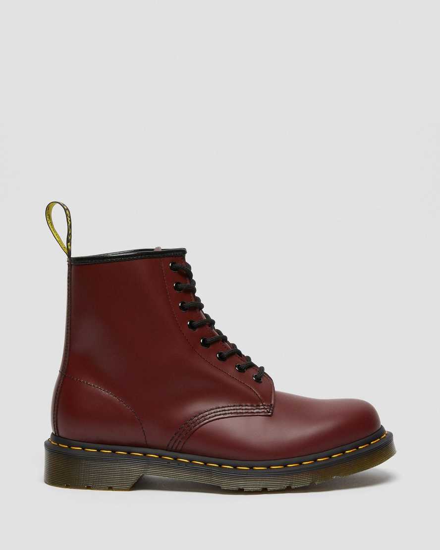 red dr martens 1460 smooth womens lace up boots