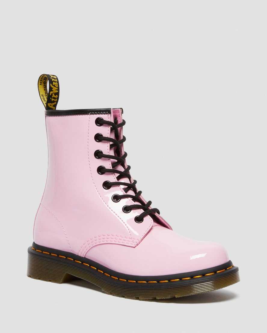 pink dr martens 1460 patent womens lace up boots