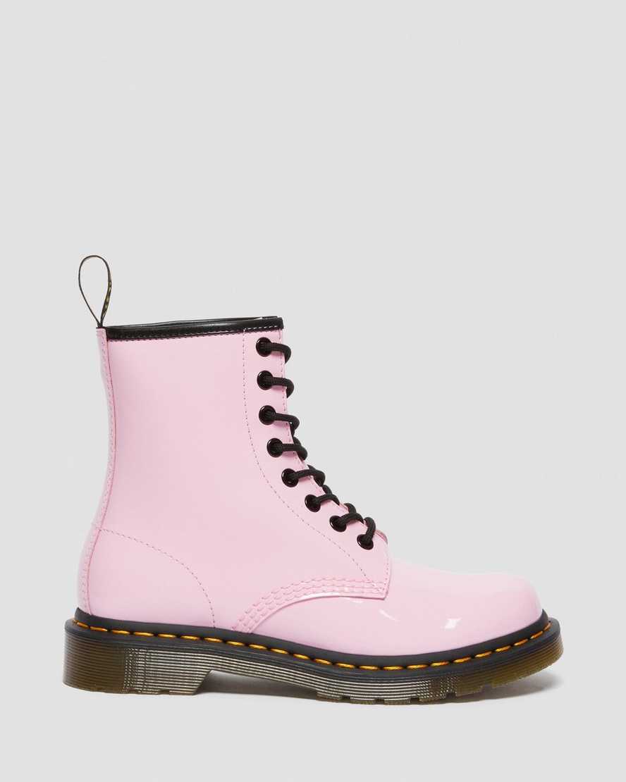 pink dr martens 1460 patent womens lace up boots