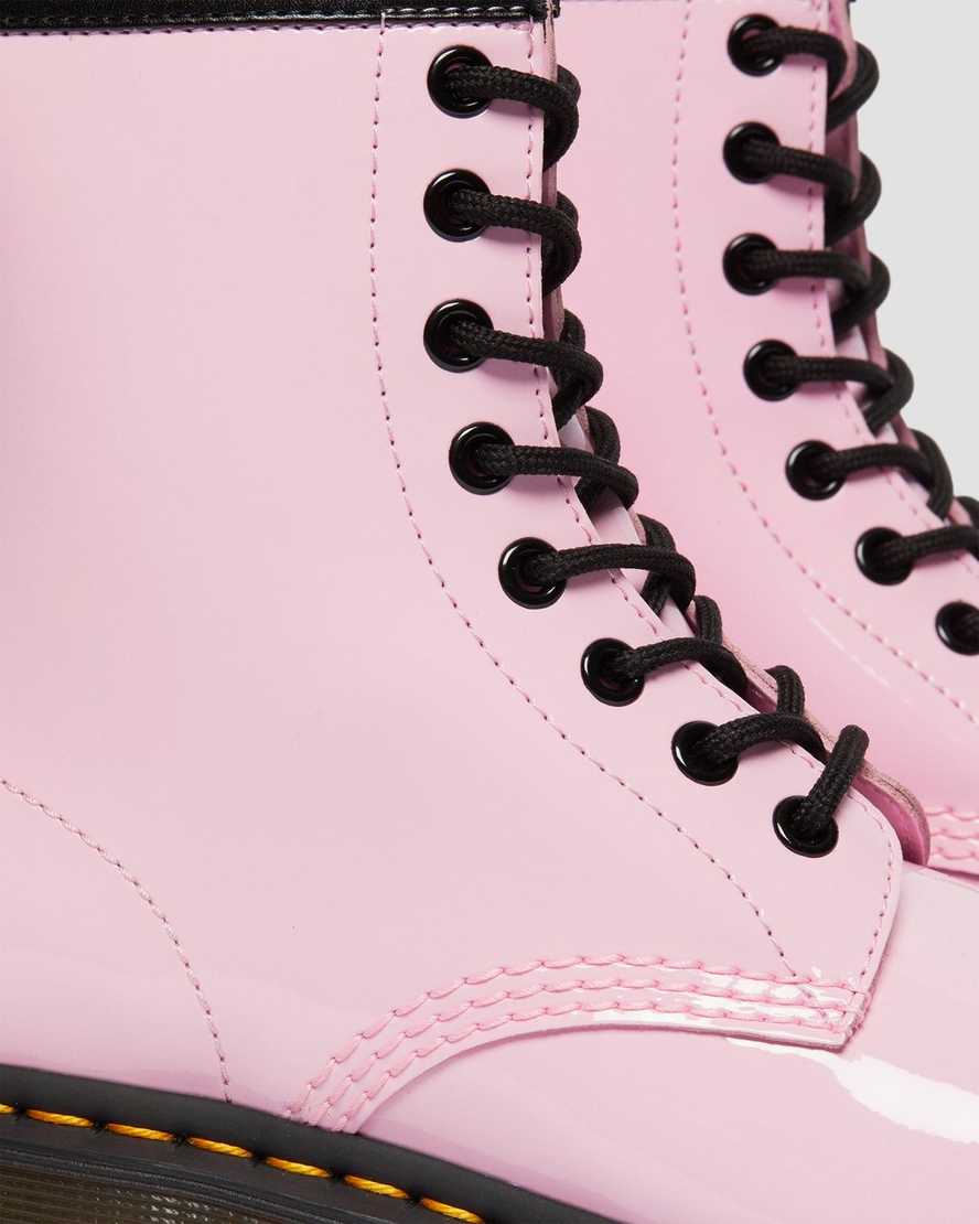 pink dr martens 1460 patent womens lace up boots