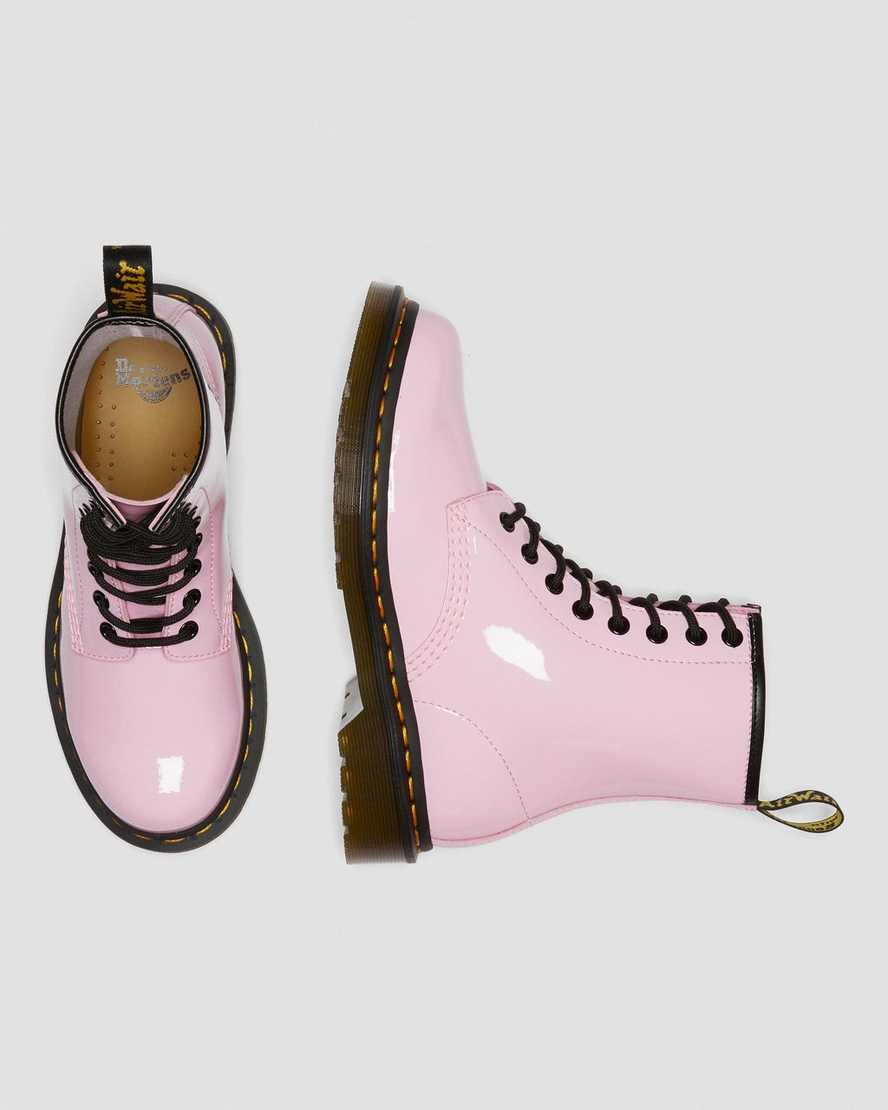 pink dr martens 1460 patent womens lace up boots