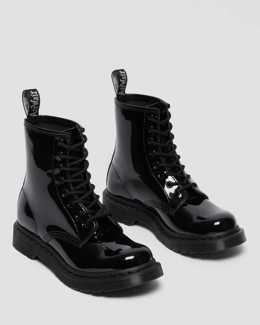 black dr martens 1460 mono patent womens lace up boots