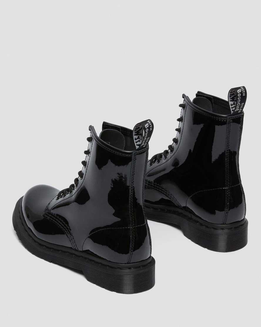 black dr martens 1460 mono patent womens lace up boots