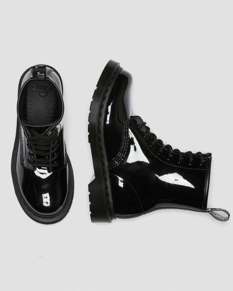 black dr martens 1460 mono patent womens lace up boots