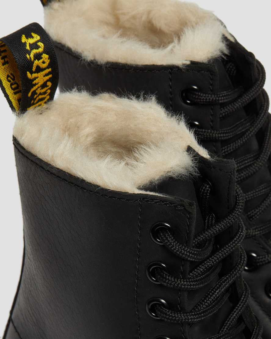 black dr martens 1460 faux fur lined womens lace up boots