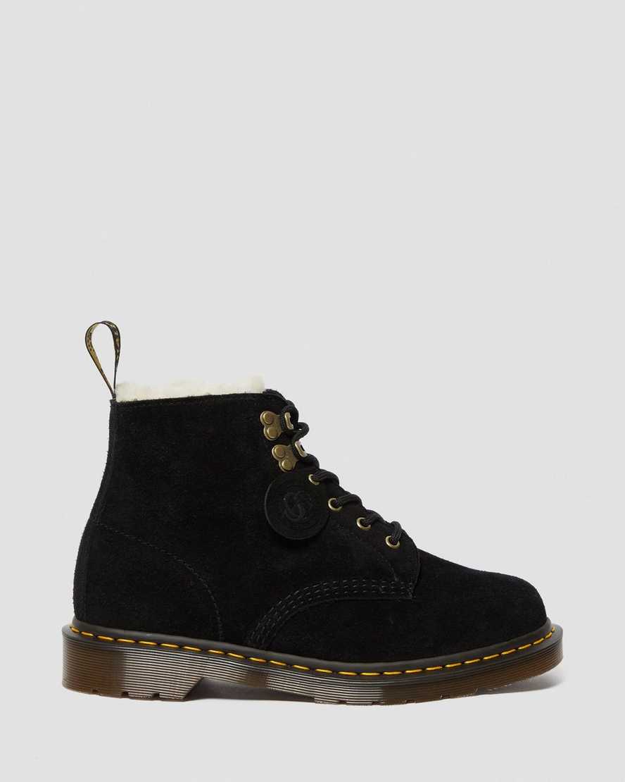 black dr martens 101 shearling womens lined boots