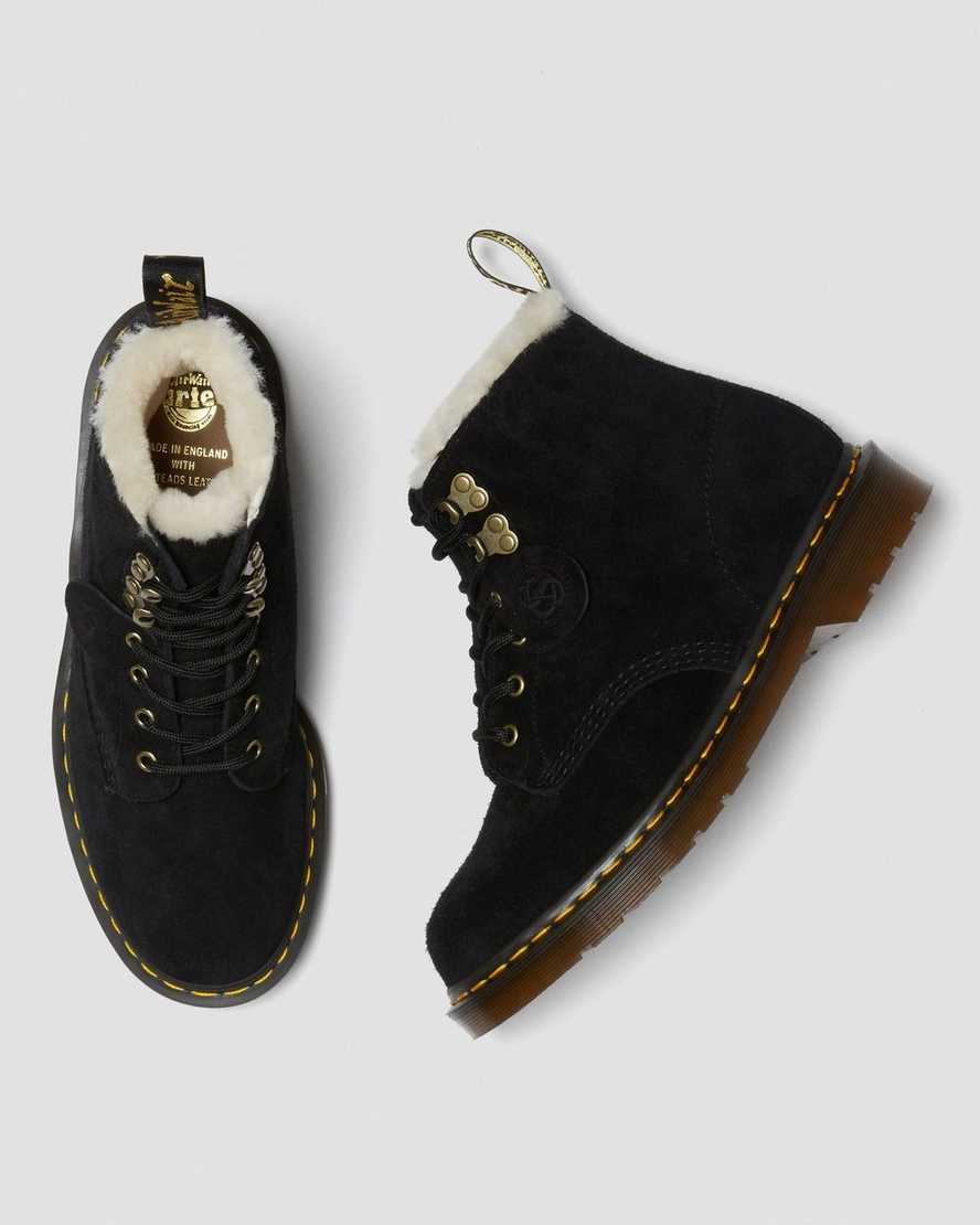 black dr martens 101 shearling womens lined boots