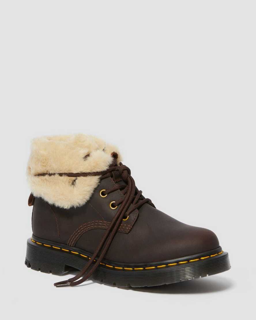 dark brown dr martens 1460 dms wintergrip faux fur womens lined boots