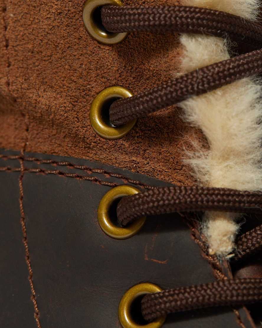 dark brown dr martens 1460 dms wintergrip faux fur womens lined boots