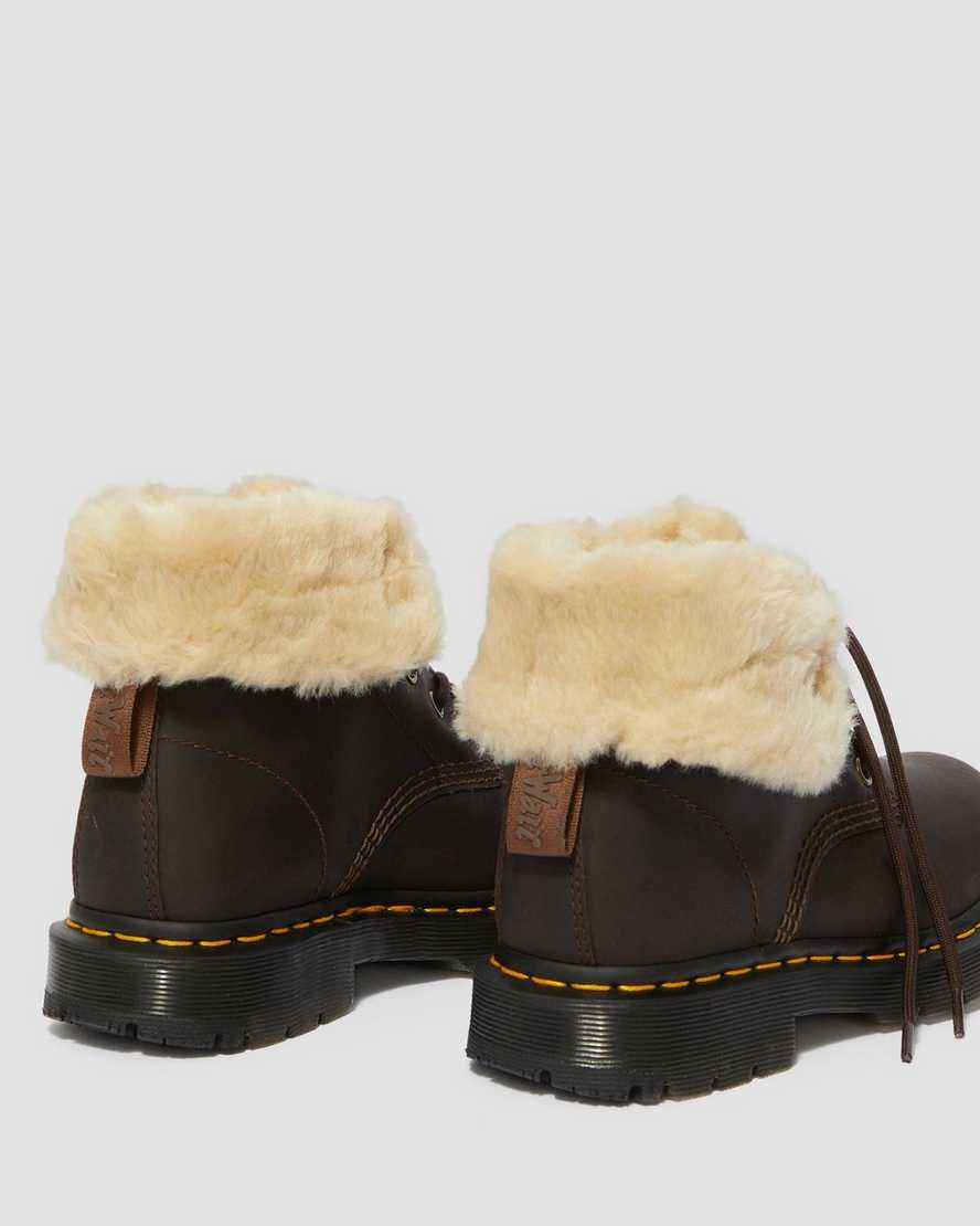 dark brown dr martens 1460 dms wintergrip faux fur womens lined boots
