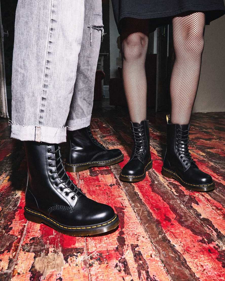 black dr martens 1490 smooth womens mid calf boots