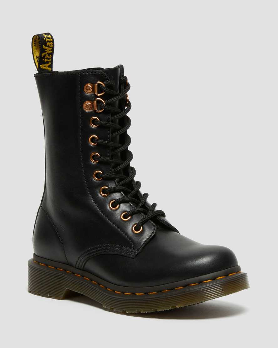 black dr martens 1490 rose gold hardware womens mid calf boots