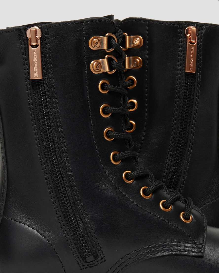 black dr martens 1490 rose gold hardware womens mid calf boots