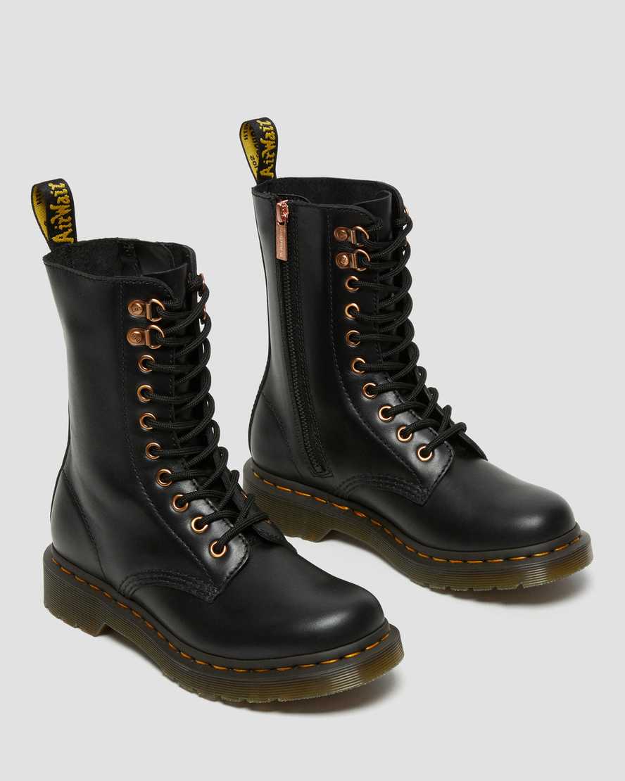 black dr martens 1490 rose gold hardware womens mid calf boots