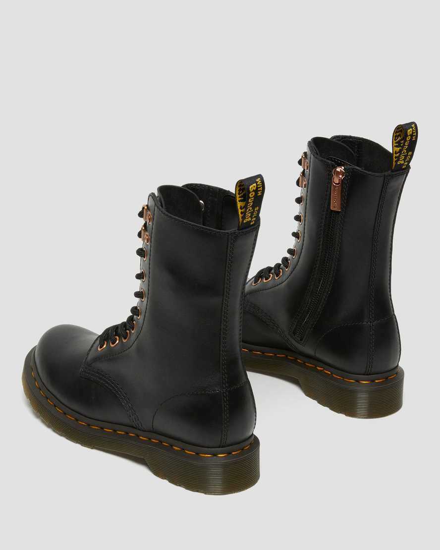 black dr martens 1490 rose gold hardware womens mid calf boots