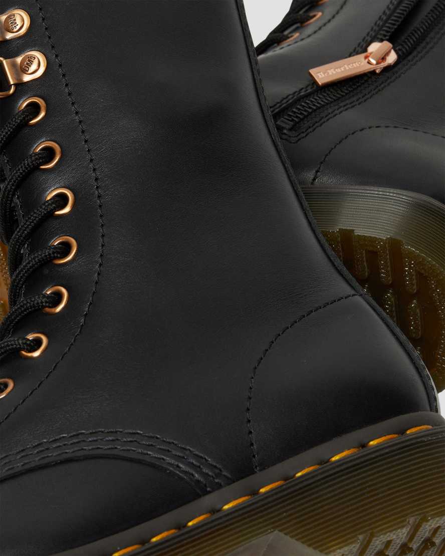 black dr martens 1490 rose gold hardware womens mid calf boots