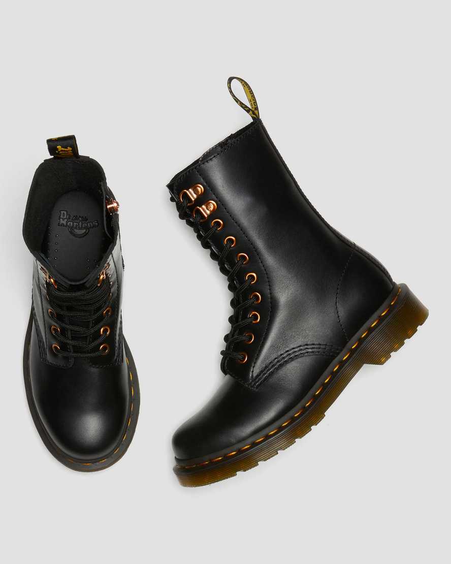 black dr martens 1490 rose gold hardware womens mid calf boots