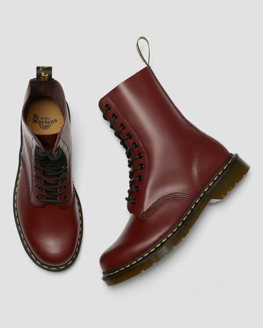 red dr martens 1490 smooth womens mid calf boots