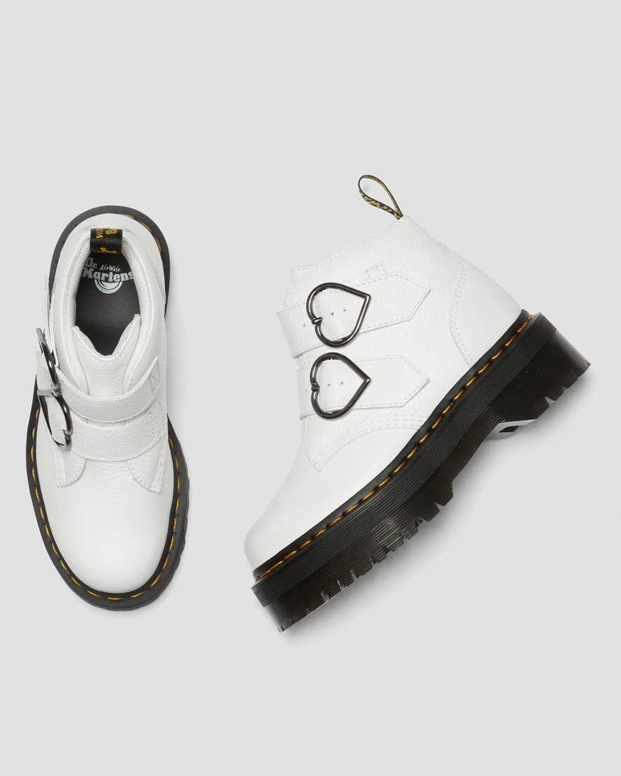 white dr martens devon heart womens platform boots