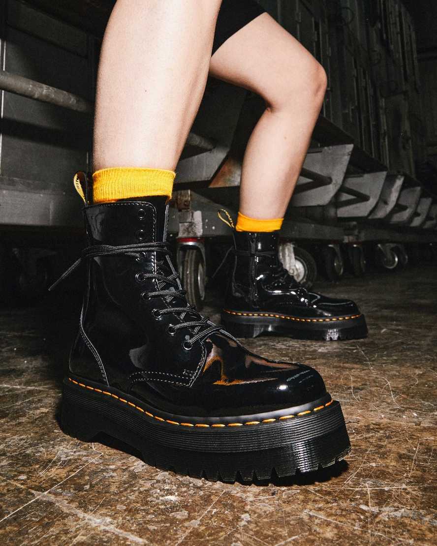 black dr martens jadon patent womens platform boots