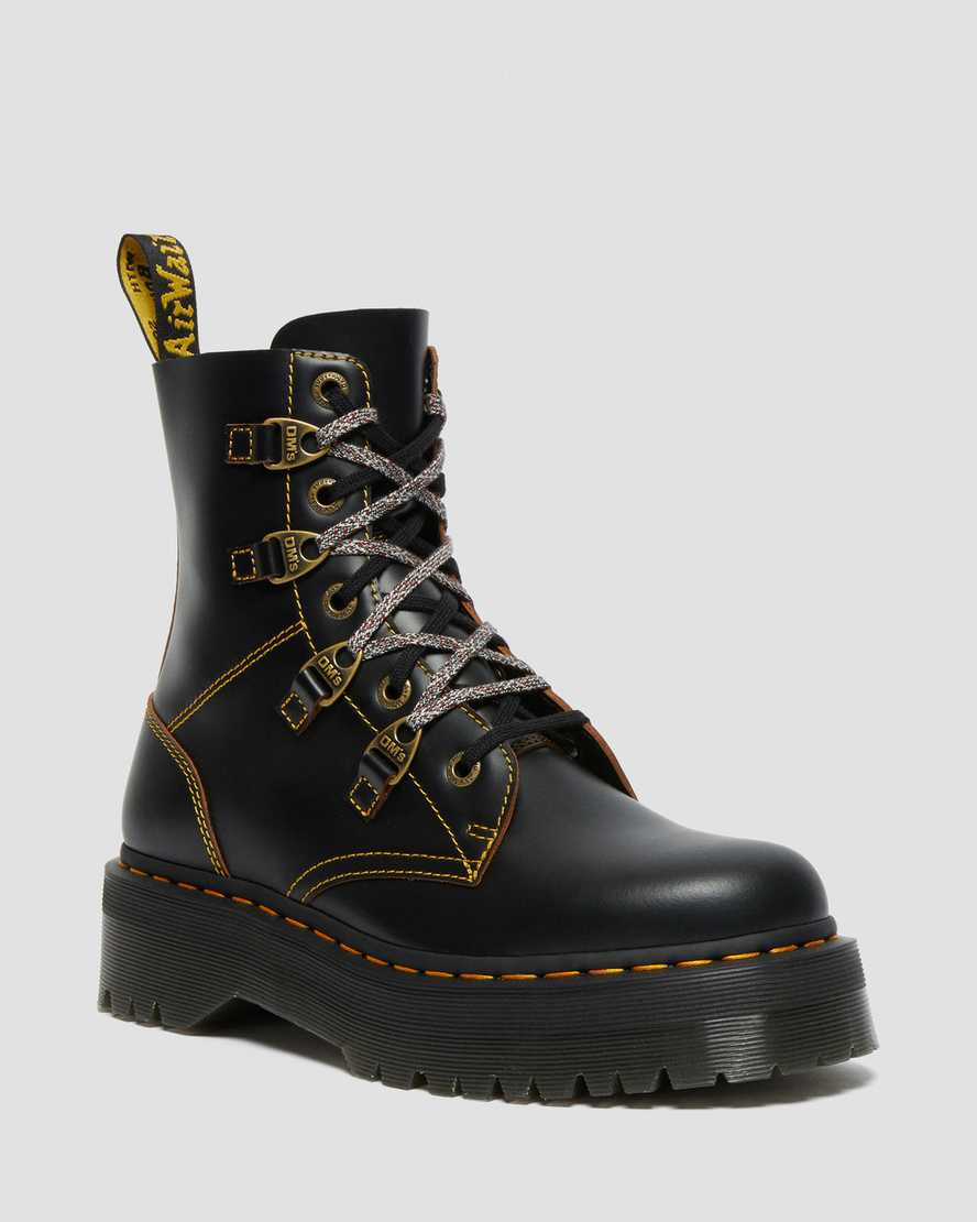 black dr martens collier double laced womens platform boots