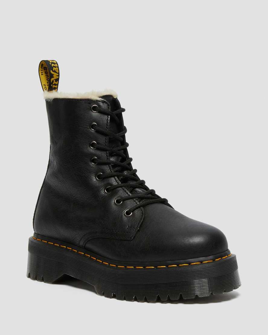 black dr martens jadon faux fur lined womens platform boots