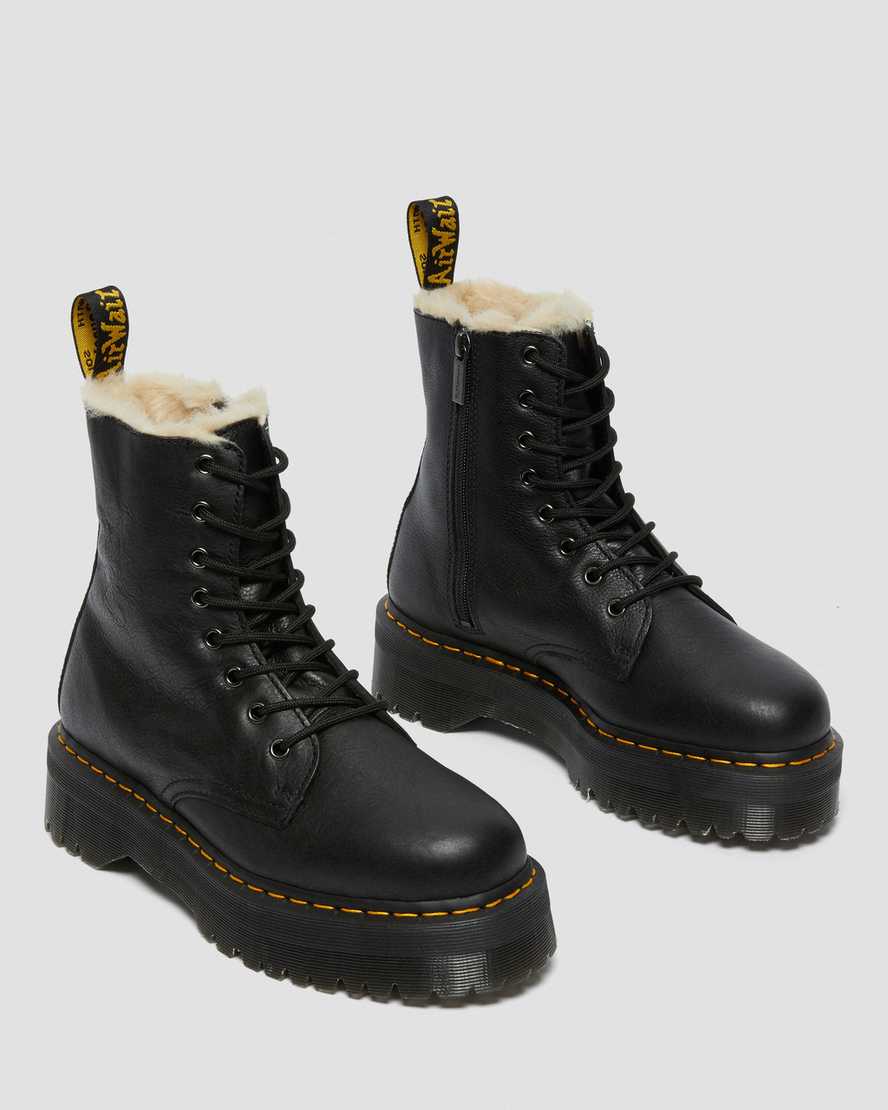 black dr martens jadon faux fur lined womens platform boots