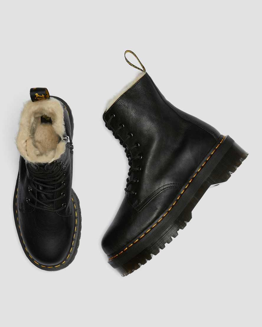 black dr martens jadon faux fur lined womens platform boots