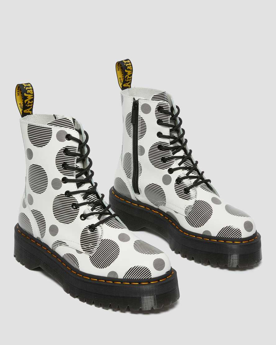 white dr martens jadon polka dot smooth womens platform boots