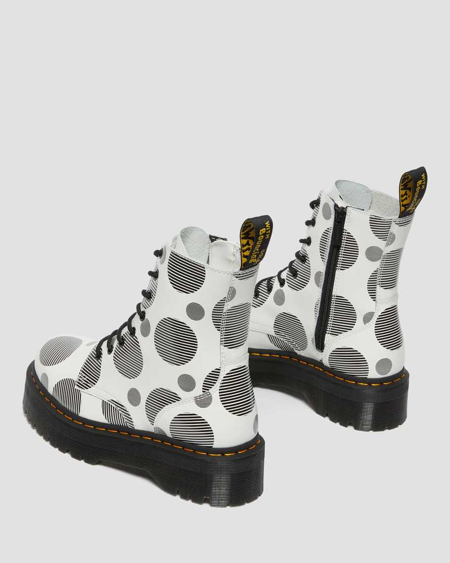white dr martens jadon polka dot smooth womens platform boots