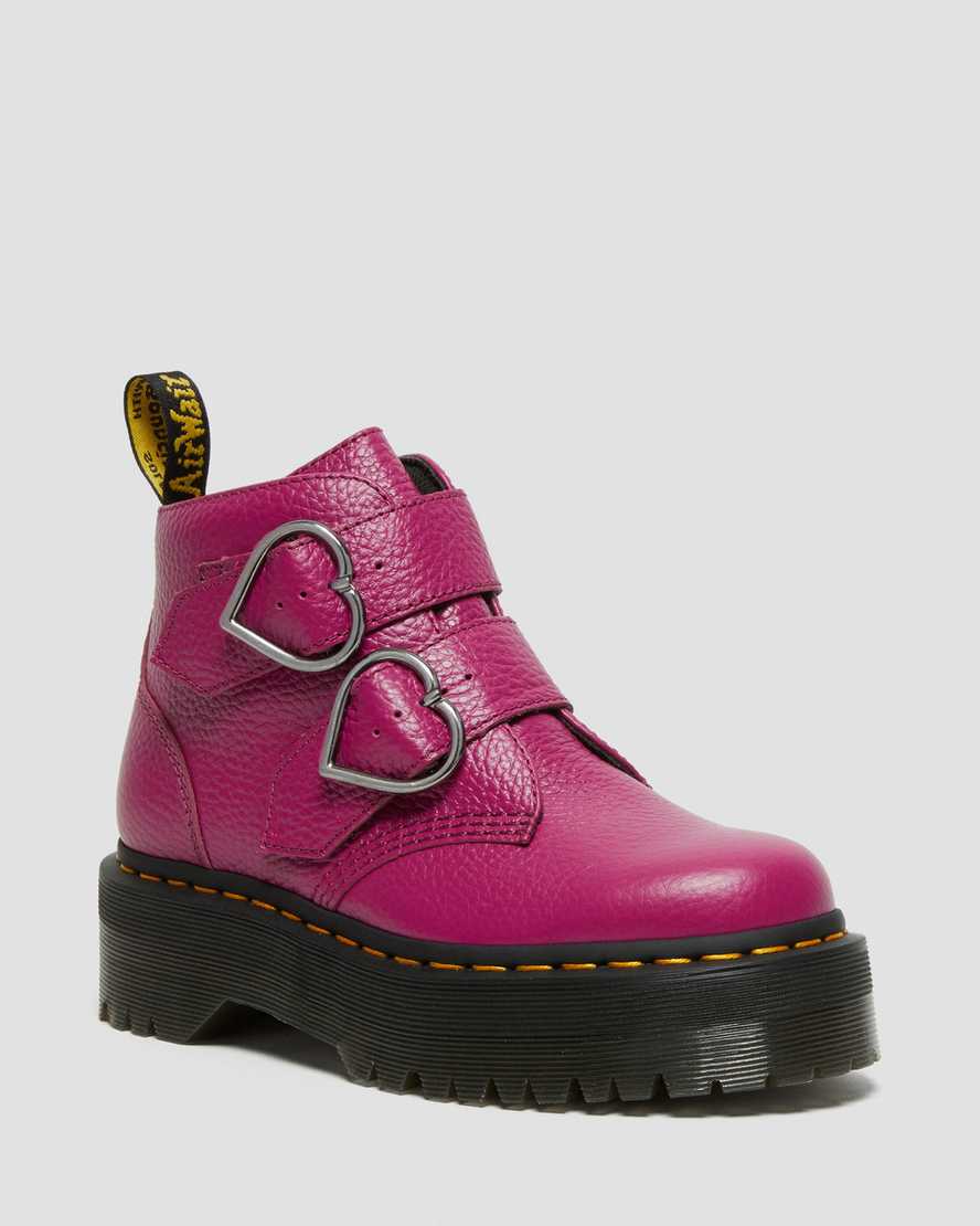 pink dr martens devon heart womens platform boots