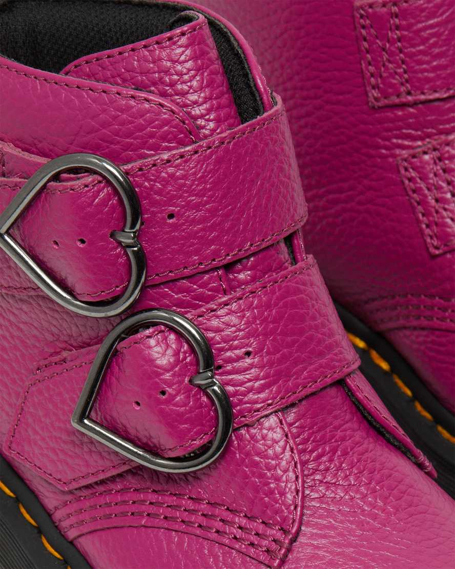 pink dr martens devon heart womens platform boots
