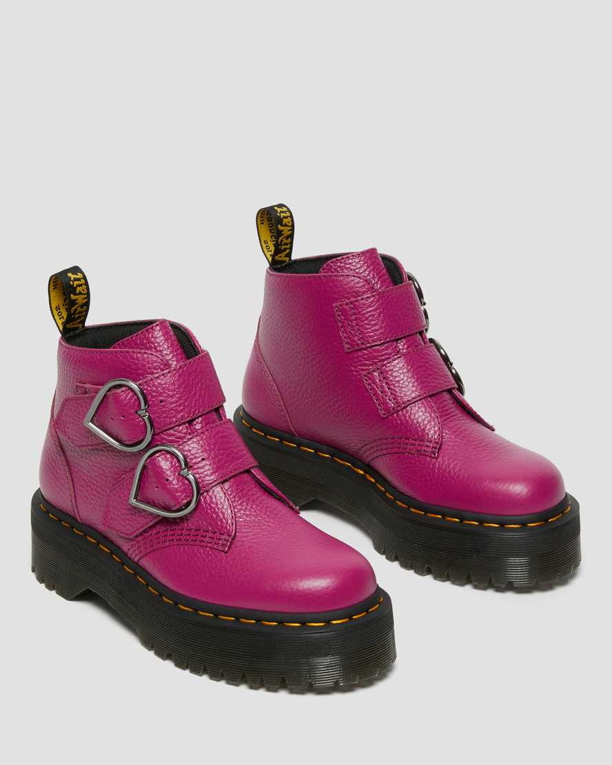 pink dr martens devon heart womens platform boots